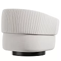Light Gray Single Sofa With Upholstered Fabric Curved Armrest And Vertical Striped Design