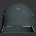 Shiny Silver Metallic Helmet With Brown Leather Strap And Reflective Surface 3d model