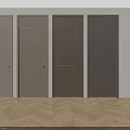 Modern Minimalist Brown Wooden Hinged Doors With Simple Frame And Textured Panels