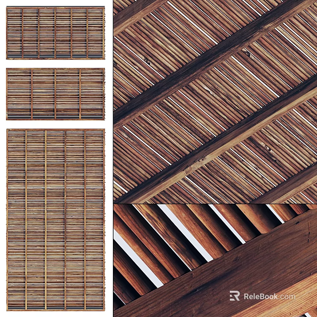 Wooden Ceiling Design With Various Timber Patterns 3d model 