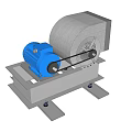 Industrial Equipment With Blue Motor Gray Housing And Metal Base Structure