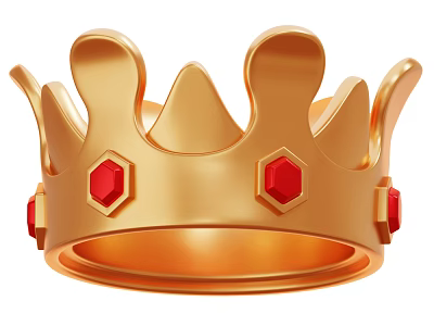 Golden Crown Decorative Ornament Set With Red Gemstone Embellishments 3d model