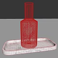 Clear Wine Bottle and Wine Glass Placed on White Marble Tray