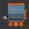 Mobile Commercial Takoyaki Food Cart With Blue Roof Orange Structure And Stools