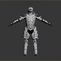 Knight In Silver Armor Featuring Intricate Patterns Standing With Arms Outstretched