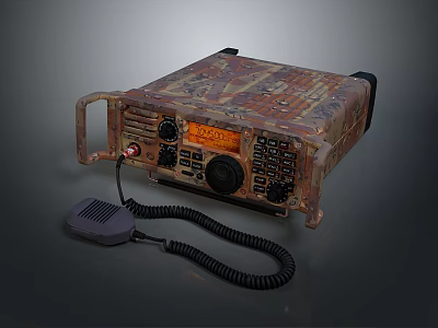 Camouflage Designed Television with Digital Display Screen and Microphone Accessory 3d model