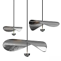 Three Golden Modern Pendant Lights with Streamlined Metallic Design and Shiny Surface 3d model