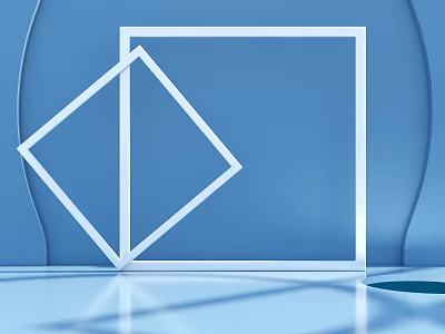 Commercial Equipment Featuring Two White Geometric Shapes Square And Diamond On Blue Background With Shadows 3d model