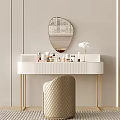 Light Luxury Dressing Table Cream Dressing Table Makeup Table Makeup Table Stool Combination Special-shaped Dressing Mirror 3d model