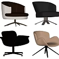 Modern Accent Chairs With Black White Beige Upholstery And Swivel Metal Legs Design