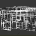Industrial Building Model With Brick Wall Exterior And Metal Frame Windows Balcony Doors