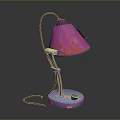 Vibrant Pink Table Lamp With Flame Pattern Blue Orange Base And Cord