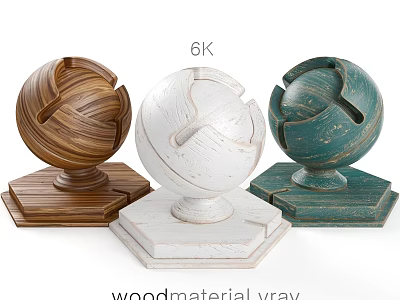 Wooden Sphere Components With Hexagonal Bases In Brown White Green 6K Vray Rendering 3d model