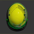 Yellow Racing Helmet With Honda BOSS NACIONAL Logos Green Blue Stripes