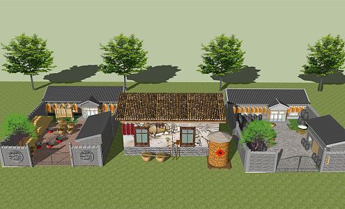 New Chinese Style Folk House Beautiful Countryside New Countryside Residence Homestay Inn Resort Hotel 3d model