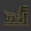 Intricate Traditional Chinese Stone Dragon Carving Architectural Decorative Ornament Piece