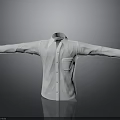 White Collared Shirt With Long Sleeves Front Pocket And Display On Gray Background