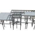 Modern Minimalist Stainless Steel Furniture With Frame Structure Including Tables And Shelves For Office