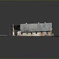 Old Red Brick Building Model With Damaged Gray Roof And Chimney Details