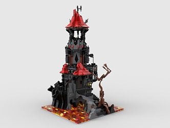 LEGO Toy Blocks Scene Halloween Evil Wizard Tower 3d model