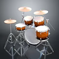 Professional Drum Set With Multiple Drums Cymbals And Chrome Metal Stands