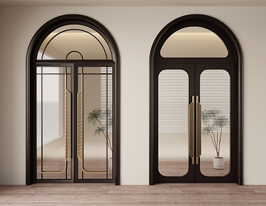 New Chinese style glass door glass double door 3d model