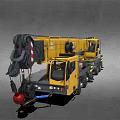 Yellow Crane Truck With Extended Arm And Heavy Duty Hook For Construction
