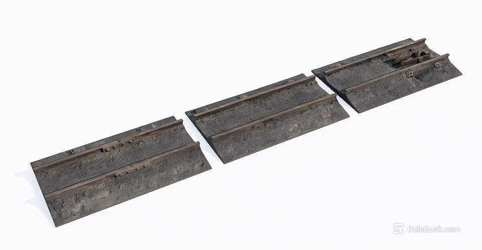 Sturdy Metal Rail Tracks With Durable Design For Road Infrastructure 3d model