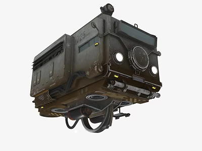 Futuristic Mechanical Device With Suspension System Metallic Structure And Circular Lights Design 3d model
