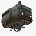 Futuristic Mechanical Device With Suspension System Metallic Structure And Circular Lights Design