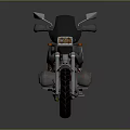 BMW Adventure Motorcycle With Black Body Blue Seat Red Wheels And Camouflage Bag