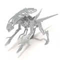 Silver Alien Skeleton Model With Futuristic Mechanical Structure And Multiple Limbs 3d model
