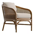 Modern Rattan Leisure Chair With Wooden Frame And Light Comfortable Cushion