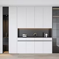 Modern White Bookcase Interior With Stacked Books Decorative Items And Glass Doors