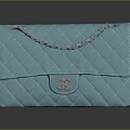 Elegant Light Blue Quilted Ladies Handbag With Chain Strap And Signature Logo