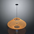Lush Green Indoor Plant Illuminated By Stylish Orange Woven Pendant Light Fixture