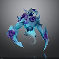3D Mythical Monster Character Model With Blue Purple Sharp Claws And Intricate Details