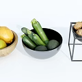 Fresh Fruits in Wooden Bowl Black Bowl and Metal Stand with Lemons Limes Avocados