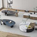 Modern coffee table combination ornaments green plants 3d model