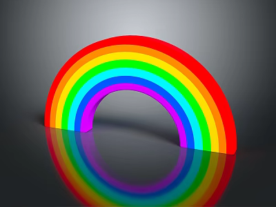 Colorful Rainbow Shaped Decorative Ornament Set for Home Decor with Reflection 3d model