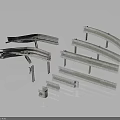 Metal Curved And Long Strip Equipment Parts For Mechanical Construction With Black Background Reflective Effect