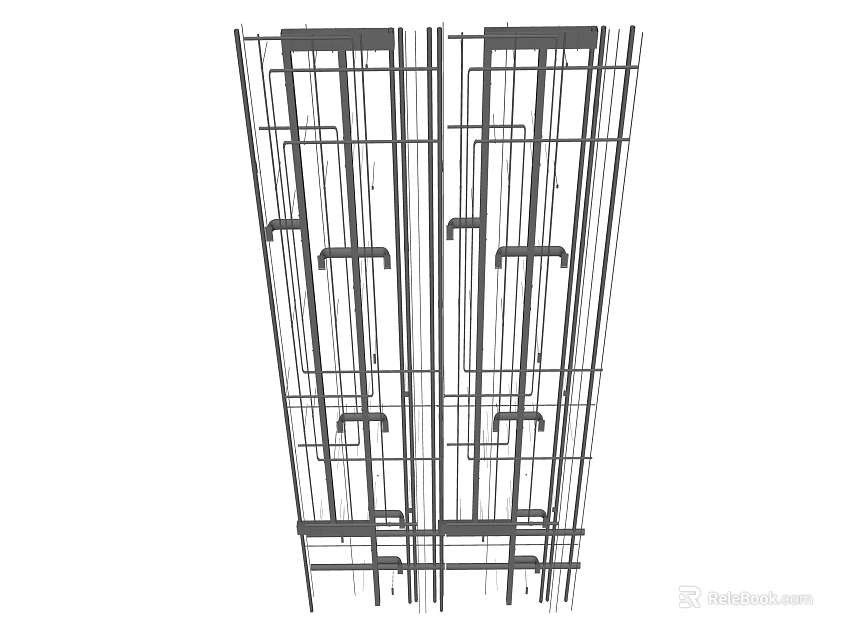 Ceiling Structure Design With Metal Support Joists And Grid Framework 3d model 