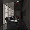 Elegant Modern SPA Sauna Interior With Comfortable Lounge Chairs Japanese Style Partitions And Soft Lighting