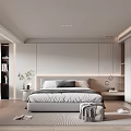 Modern Bedroom Interior Design With Bedside Table Pendant Lights Bookshelf And Rug
