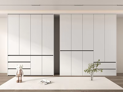 Modern Cream Style Wardrobe Wood Non-Corner Adult Swing Door 3d model