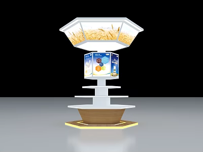 Multi tiered Display Shelf With Transparent Top Grain Compartment And Product Boxes 3d model