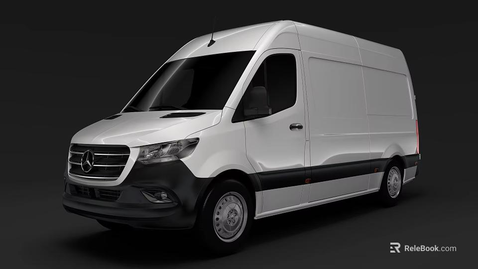 White Mercedes Benz Cargo Van Exterior Design For Commercial Transport Use 3d model 