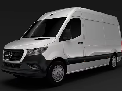 White Mercedes Benz Cargo Van Exterior Design For Commercial Transport Use 3d model