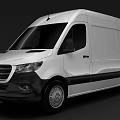 White Mercedes Benz Cargo Van Exterior Design For Commercial Transport Use
