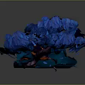 Cartoon Scene Featuring Blue Tree With Vibrant Leaves Red Trunk And Glowing Root Base 3d model